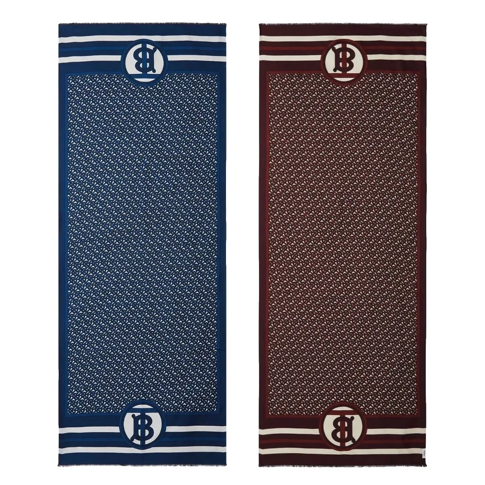 Burberry Scarf Double Printed Reversible 100% Silk New